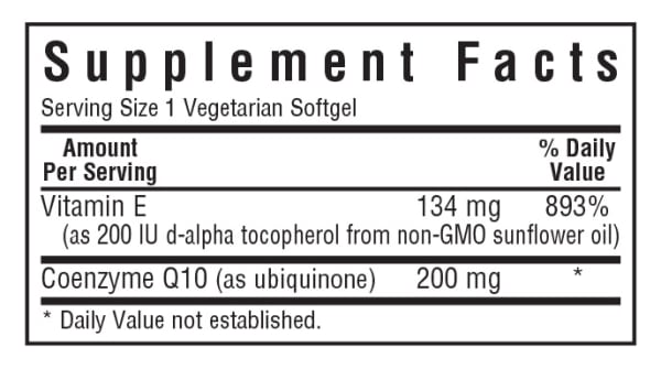 Bluebonnet’s CoQ10 200 mg supplement facts